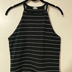 Black & White Striped Halter Top